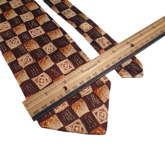 Enrico Capucci Geometric Necktie Brown Beige Checkered Design 100% Polyester Mad - Picture 3 of 5